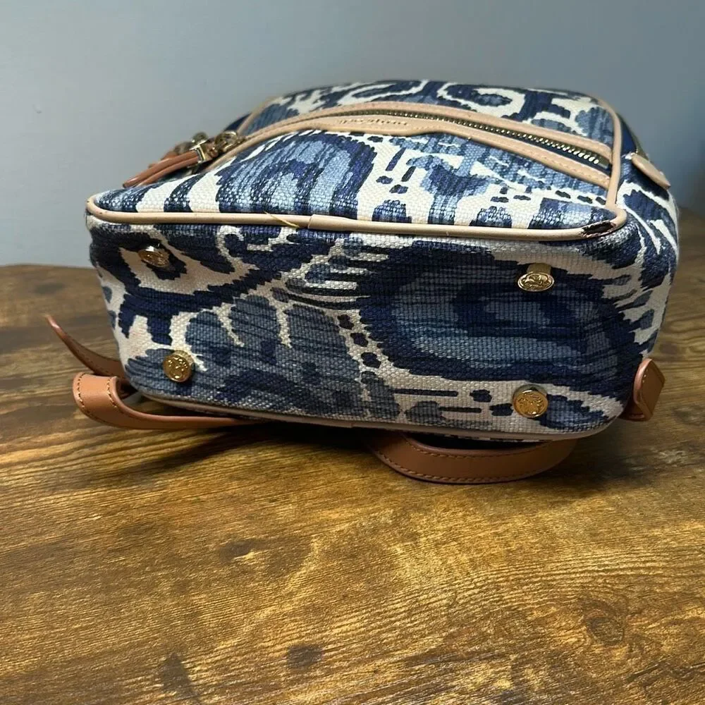 Spartina 449 Chloe Backpack Blue Daufuskie‎ Island Natural Linen Leather Bag